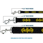 Dog Leash - Zebra Bat Signal Black/Gray/Yellow/Black