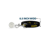 Dog Leash - Zebra Bat Signal Black/Gray/Yellow/Black