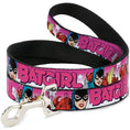 Load image into Gallery viewer, Dog Leash - BATGIRL Bubble Letters w/Stars Pink/White
