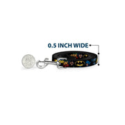 Dog Leash - Batman & Robin in Action w/Text Black