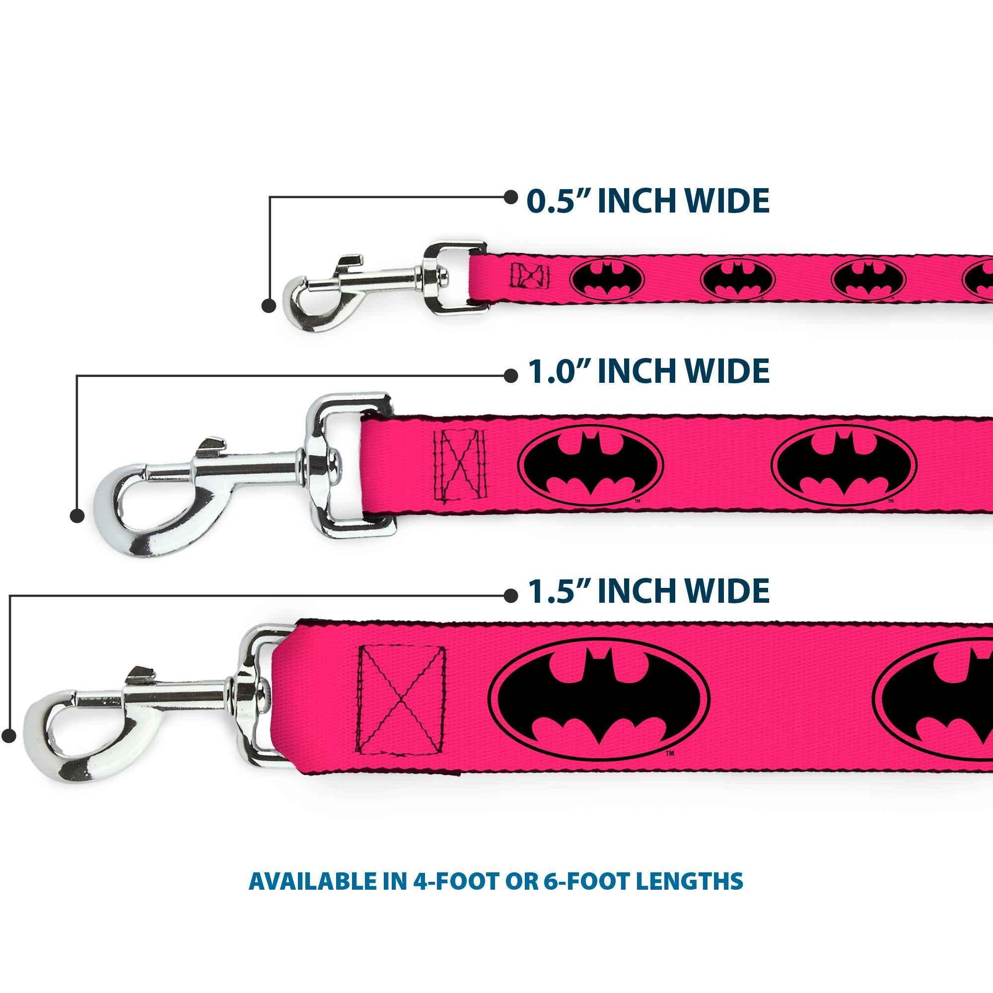 Dog Leash - Bat Signal-3 Fuchsia/Black/Fuchsia