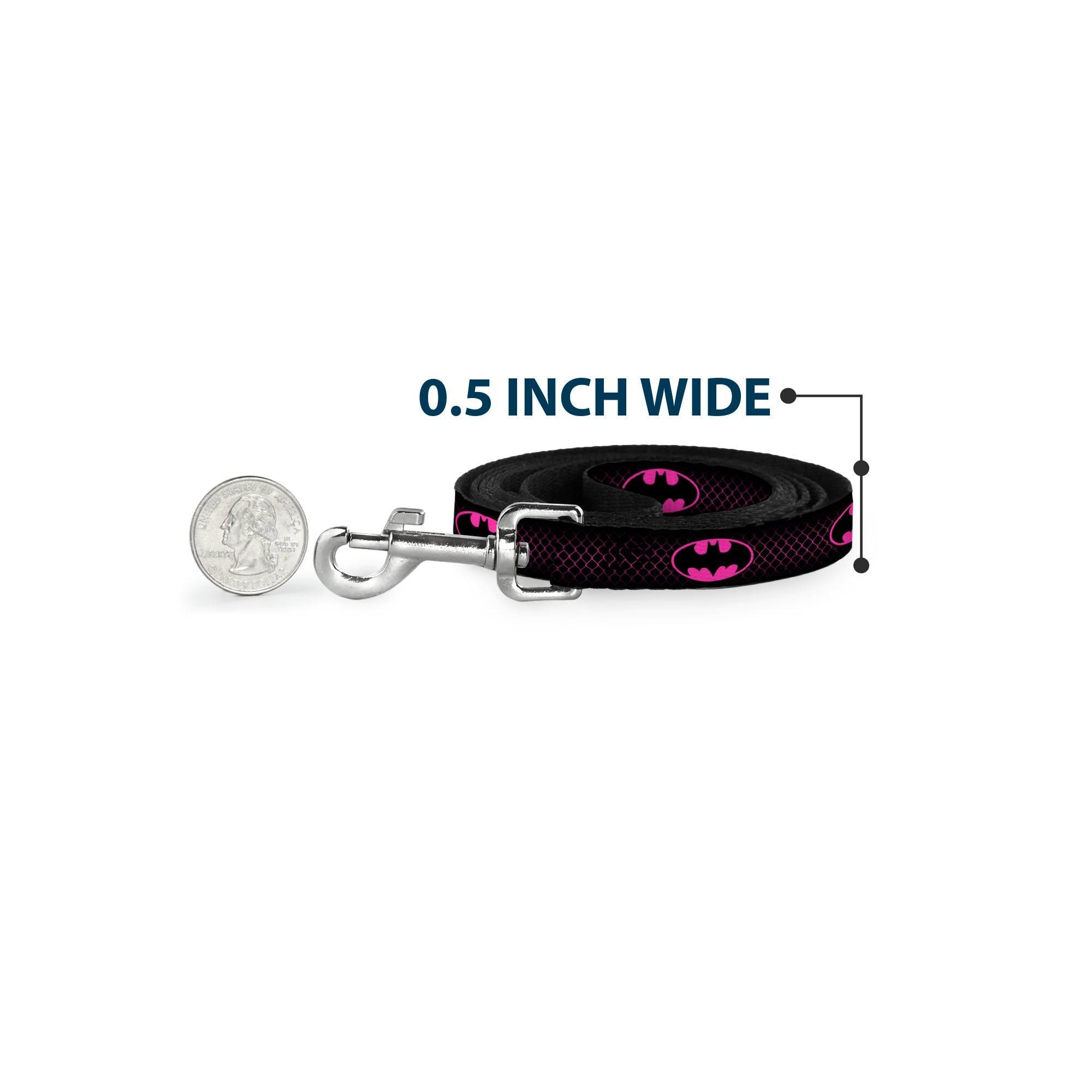 Dog Leash - Batman Shield/Chainlink Black/Hot Pink