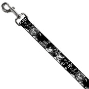 Dog Leash - Batman THE DARK KNIGHT and Joker Smiling Sketch Close-Ups Black/White