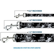 Dog Leash - Batman THE DARK KNIGHT and Joker Smiling Sketch Close-Ups Black/White