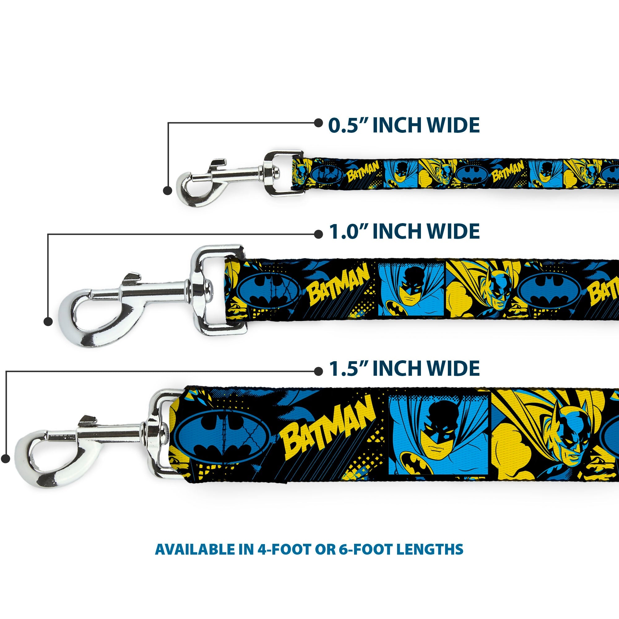 Dog Leash - BATMAN Poses and Logo Collage Black/Blue/Yellow