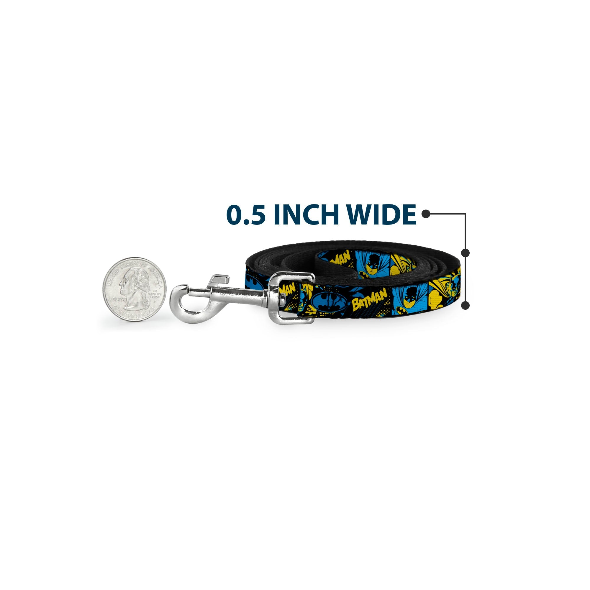 Dog Leash - BATMAN Poses and Logo Collage Black/Blue/Yellow