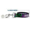 Load image into Gallery viewer, Dog Leash - THE JOKER WANTED Smiling Pose and Graffiti Purples/Greens
