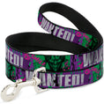 Load image into Gallery viewer, Dog Leash - THE JOKER WANTED Smiling Pose and Graffiti Purples/Greens
