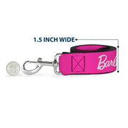 Dog Leash - BARBIE Script Signature Logo and Silhouette Hot Pink/White