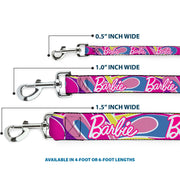 Dog Leash - BARBIE Script Signature Logo Abstract Multi Color/White