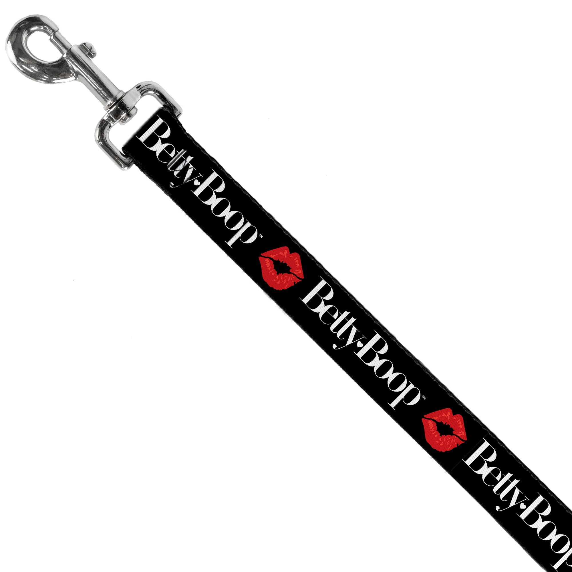Dog Leash - BETTY BOOP Text and Kiss Black/White/Red