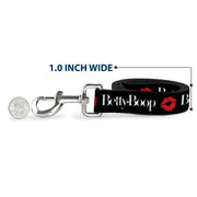 Dog Leash - BETTY BOOP Text and Kiss Black/White/Red