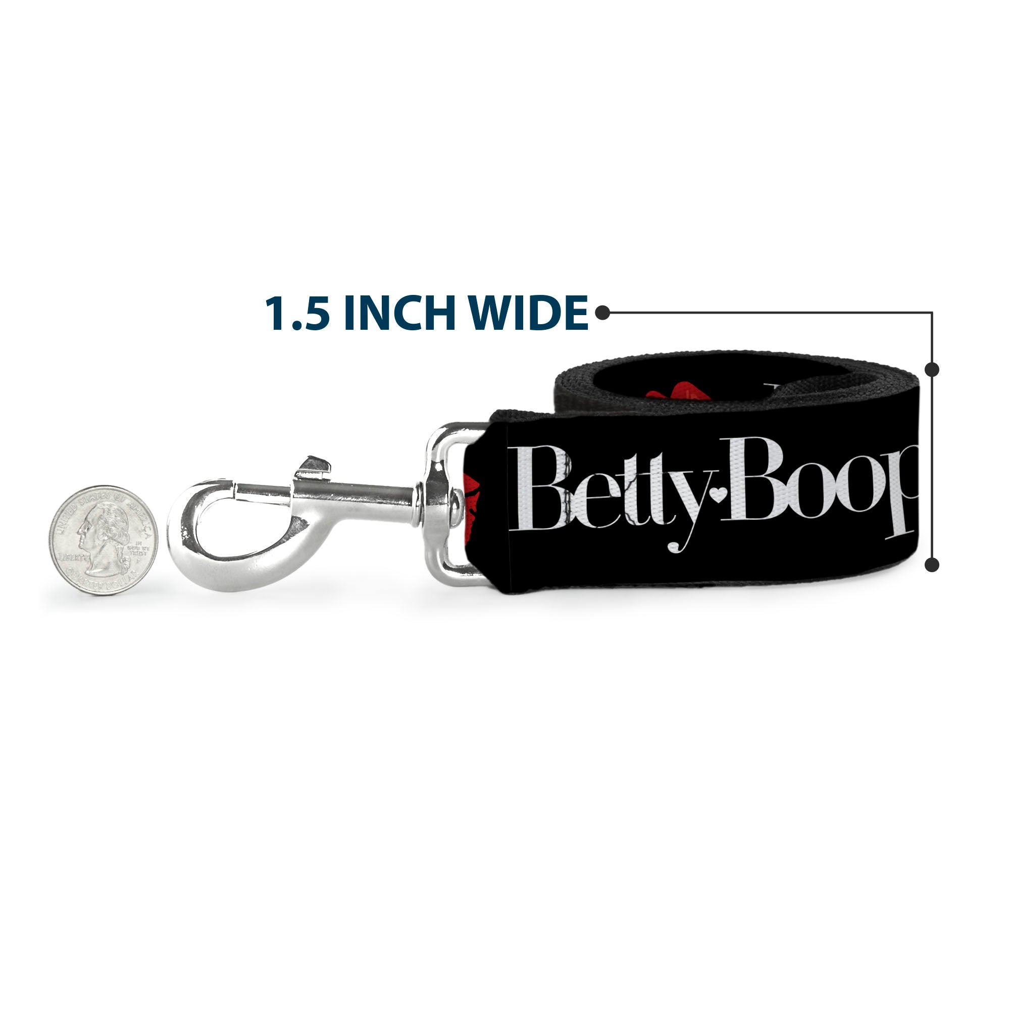 Dog Leash - BETTY BOOP Text and Kiss Black/White/Red