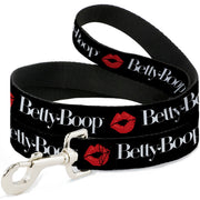 Dog Leash - BETTY BOOP Text and Kiss Black/White/Red
