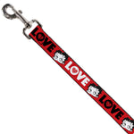 Dog Leash - Betty Boop Face and LOVE Text Red/Black/White