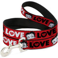 Load image into Gallery viewer, Dog Leash - Betty Boop Face and LOVE Text Red/Black/White
