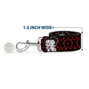 Dog Leash - Betty Boop Winking Kiss Pose with XOXO Text Polka Dot Black/Red/White