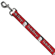 Dog Leash - BETTY BOOP Winking Kiss Pose and Text Reds/Black/White
