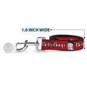 Dog Leash - BETTY BOOP Winking Kiss Pose and Text Reds/Black/White