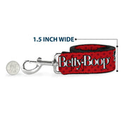 Dog Leash - BETTY BOOP Winking Kiss Pose and Text Reds/Black/White