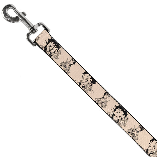 Dog Leash - Betty Boop Biker Betty Poses Beige/Black