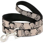 Dog Leash - Betty Boop Biker Betty Poses Beige/Black