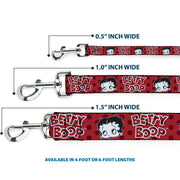Dog Leash - BETTY BOOP Face and Text Polka Dot Reds/Black/White