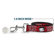 Dog Leash - BETTY BOOP Face and Text Polka Dot Reds/Black/White
