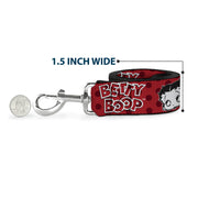 Dog Leash - BETTY BOOP Face and Text Polka Dot Reds/Black/White