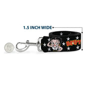 Dog Leash - BETTY BOOP Salute Pose and Text Stars Black/White/Yellow/Red