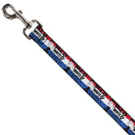 Dog Leash - Betty Boop RED WHITE & BOOP Pose Americana Stripe Red/White/Blue/Black