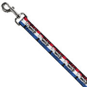 Dog Leash - Betty Boop RED WHITE & BOOP Pose Americana Stripe Red/White/Blue/Black