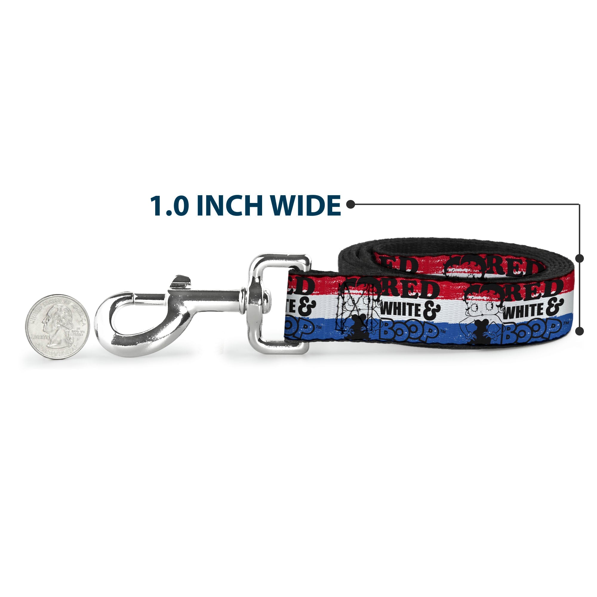Dog Leash - Betty Boop RED WHITE & BOOP Pose Americana Stripe Red/White/Blue/Black