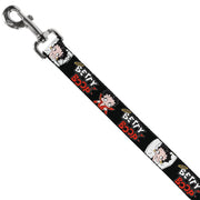 Dog Leash - BETTY BOOP Angel and Devil Poses with Text Black/White/Red