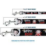 Dog Leash - BETTY BOOP Angel and Devil Poses with Text Black/White/Red