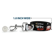 Dog Leash - BETTY BOOP Angel and Devil Poses with Text Black/White/Red