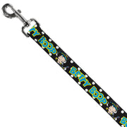 Dog Leash - BETTY BOOP Biker Betty Winking and Text Polka Dot Black/White/Yellow/Blue