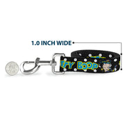 Dog Leash - BETTY BOOP Biker Betty Winking and Text Polka Dot Black/White/Yellow/Blue