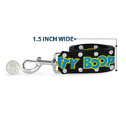 Dog Leash - BETTY BOOP Biker Betty Winking and Text Polka Dot Black/White/Yellow/Blue