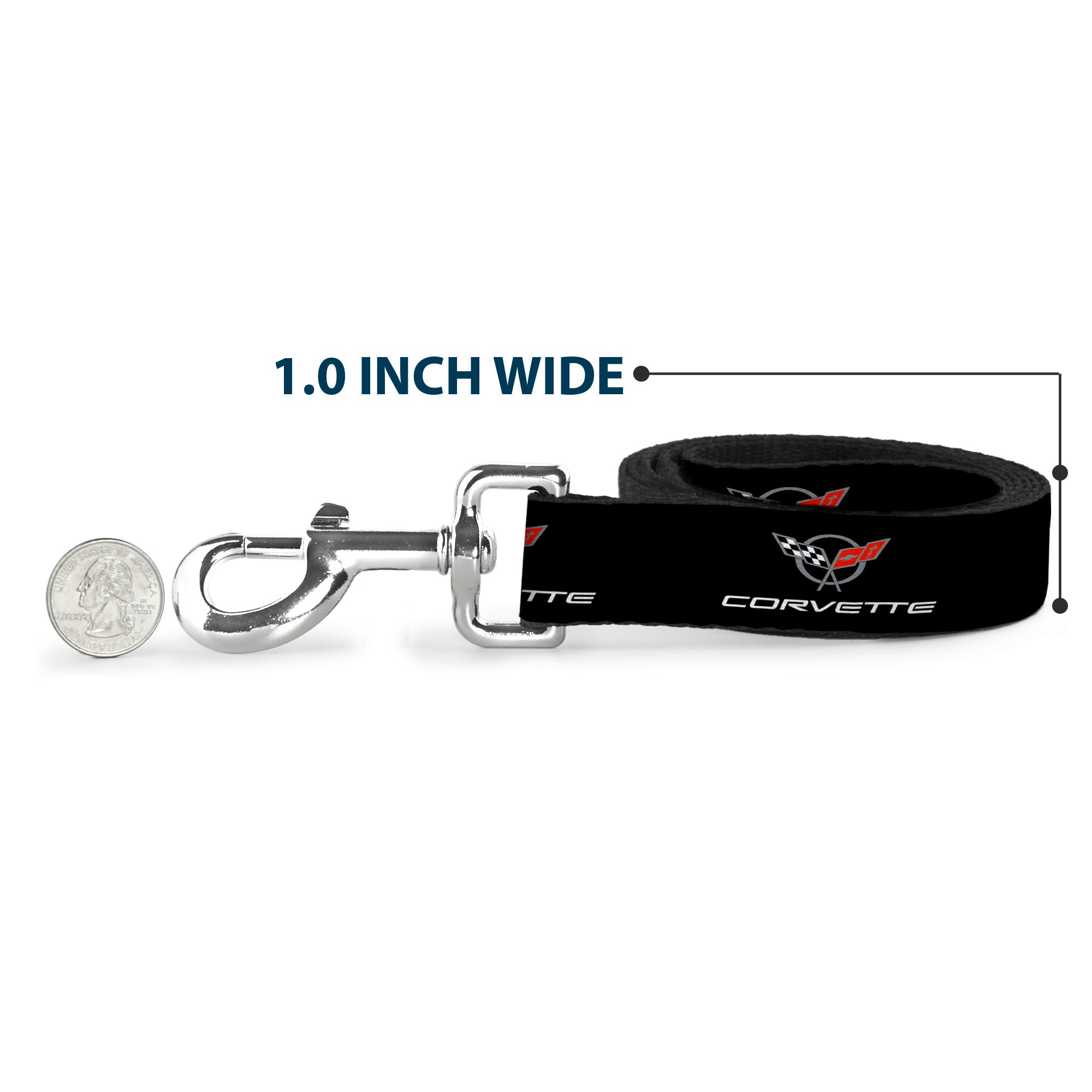 Dog Leash - CORVETTE C5 Logo Black/Gray/White/Red Repeat
