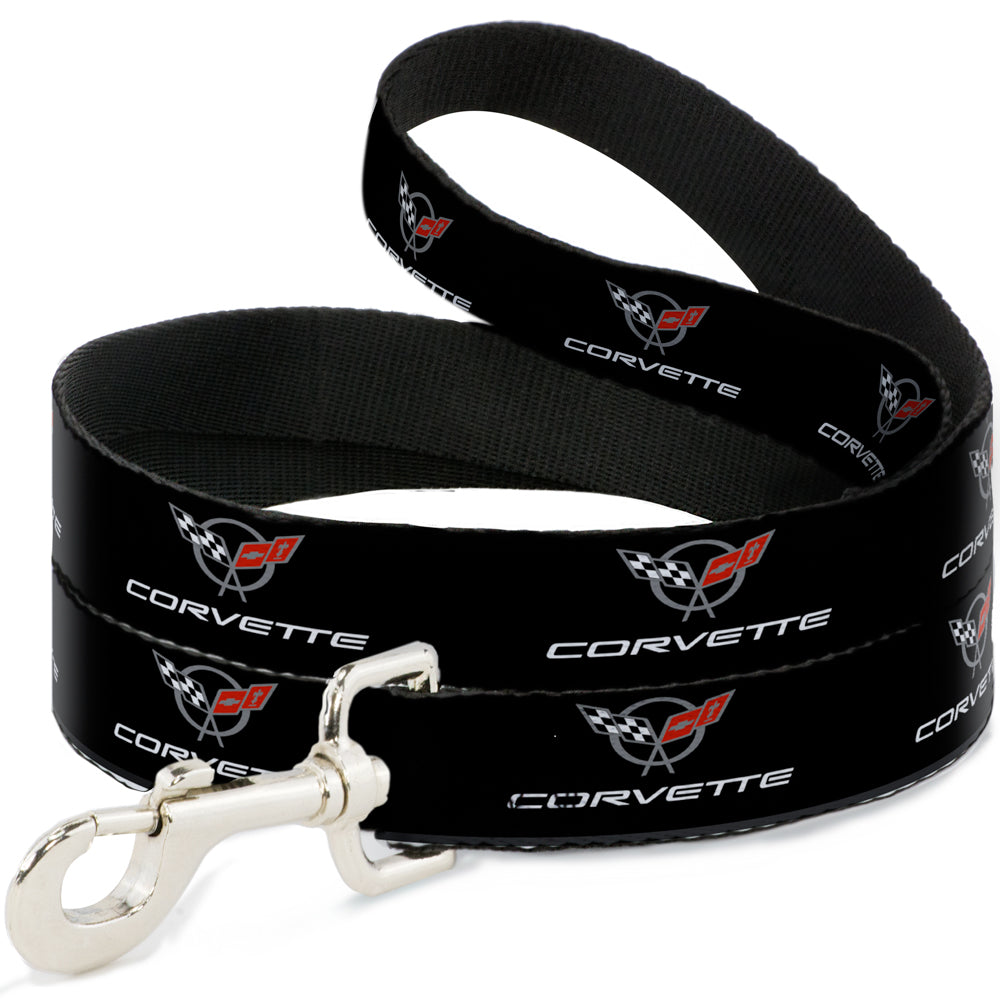 Dog Leash - CORVETTE C5 Logo Black/Gray/White/Red Repeat