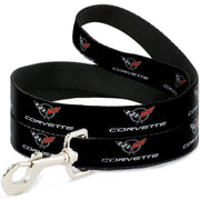 Dog Leash - CORVETTE C5 Logo Black/Gray/White/Red Repeat