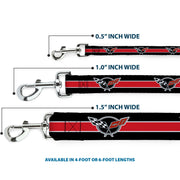 Dog Leash - CORVETTE C5 Logo/Stripe Black/White/Red/Gray REPEAT
