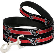 Dog Leash - CORVETTE C5 Logo/Stripe Black/White/Red/Gray REPEAT