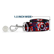 Dog Leash - Captain America Shield Digital Camo Blue/White/Red