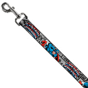 Dog Leash - CAPTAIN AMERICA 2-Poses/Comic Blocks Grays/Red/White/Blue
