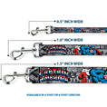Load image into Gallery viewer, Dog Leash - CAPTAIN AMERICA 2-Poses/Comic Blocks Grays/Red/White/Blue
