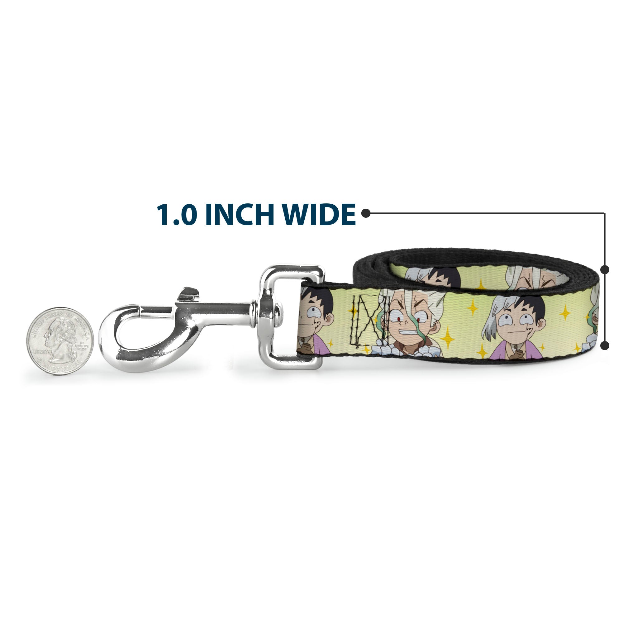 Dog Leash - Dr. Stone Chibi Senku and Gen Faces Stars Yellows
