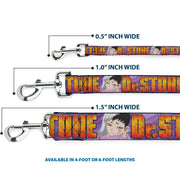 Dog Leash - DR. STONE Title Logo and Gen Asagiri Face Purples