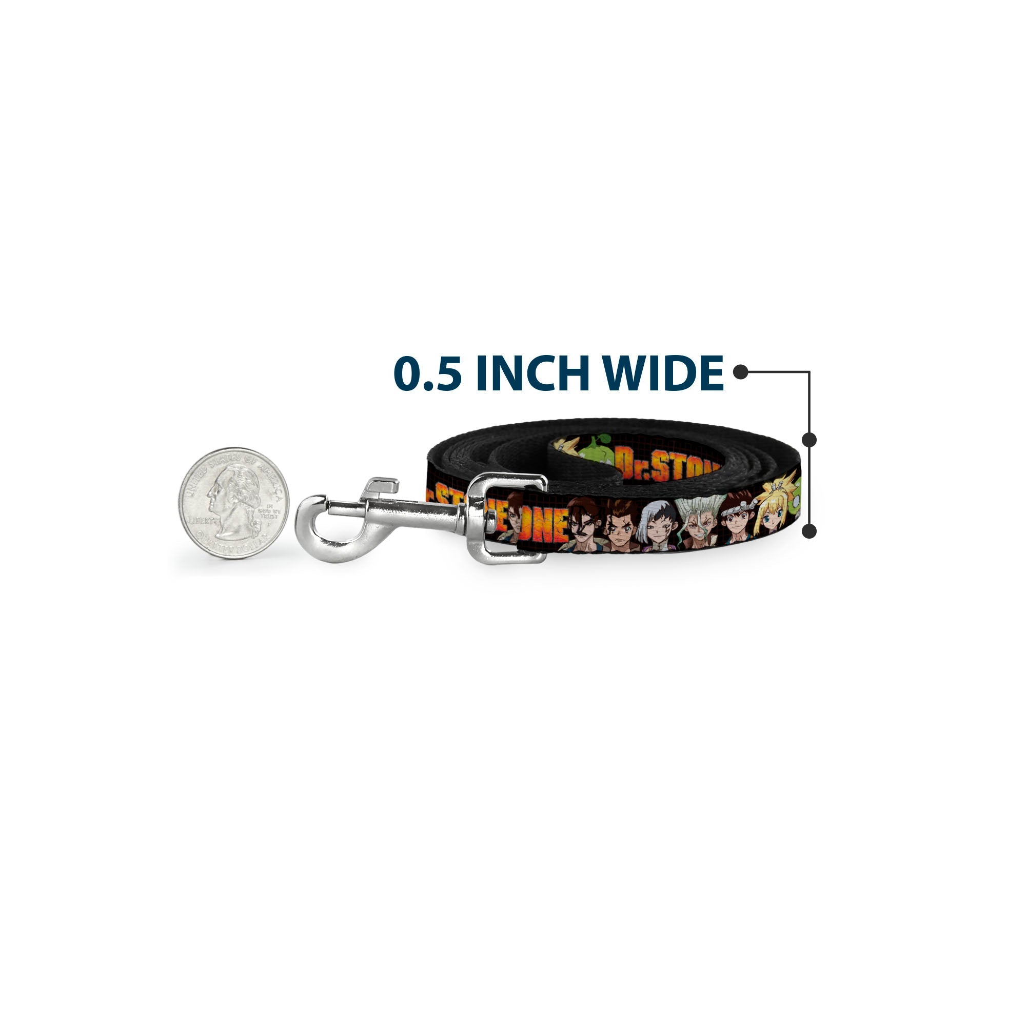 Dog Leash - DR. STONE Title Logo and Character Group Black